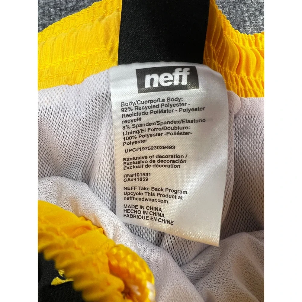 Neff Mens Duck Print Swim Trunks Black Yellow UPF 50+ Board Shorts XXL New